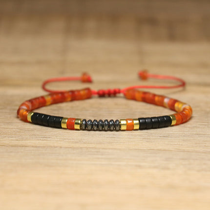 Women's Natural Stone Adjustable Beaded Bracelet – Handwoven Crystal Anklet & Spacer Beads