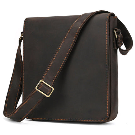 First Layer Cowhide Men’s Leather Shoulder Bag – Retro Crossbody Bag