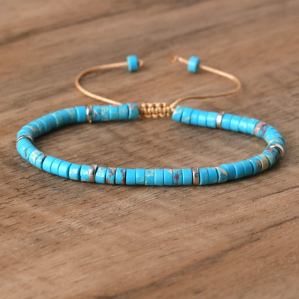 Women's Natural Stone Adjustable Beaded Bracelet – Handwoven Crystal Anklet & Spacer Beads