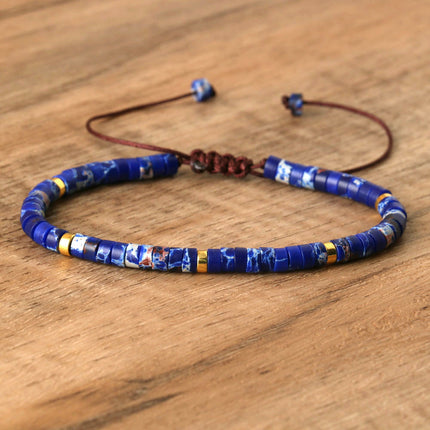 Women's Natural Stone Adjustable Beaded Bracelet – Handwoven Crystal Anklet & Spacer Beads