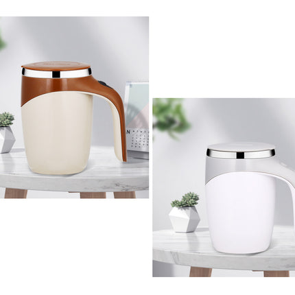 Two different designs of a modern coffee maker on a white surface with a blurred background.