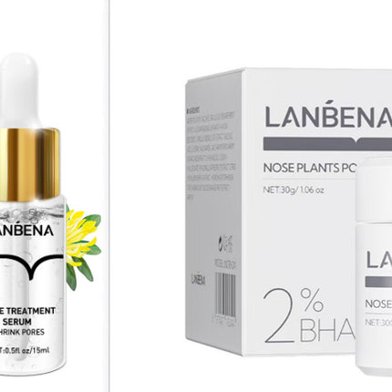 LANBENA skincare products including serum, cream, and strips on a white background