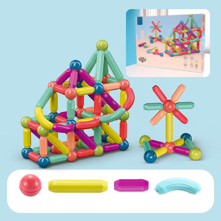 Colorful magnetic building toy set with packaging