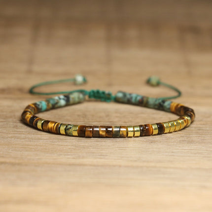 Women's Natural Stone Adjustable Beaded Bracelet – Handwoven Crystal Anklet & Spacer Beads