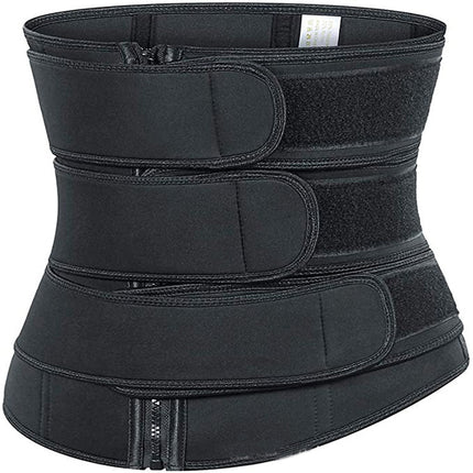 Black waist trainer belt on a white background