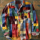 Colorful checkered shirt on a textured brown background