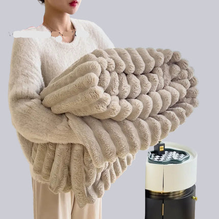Person holding a plush blanket