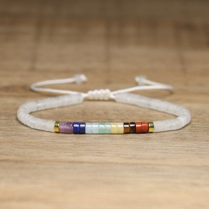 Women's Natural Stone Adjustable Beaded Bracelet – Handwoven Crystal Anklet & Spacer Beads