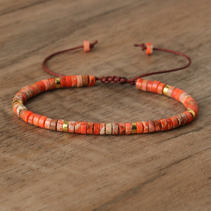 Women's Natural Stone Adjustable Beaded Bracelet – Handwoven Crystal Anklet & Spacer Beads