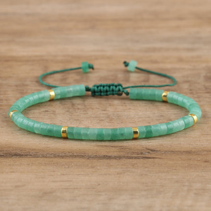 Women's Natural Stone Adjustable Beaded Bracelet – Handwoven Crystal Anklet & Spacer Beads