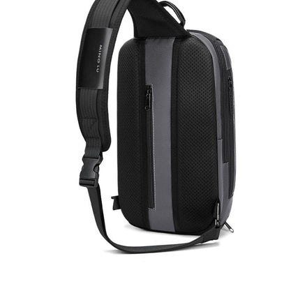 Black backpack with visible brand logo on a white background