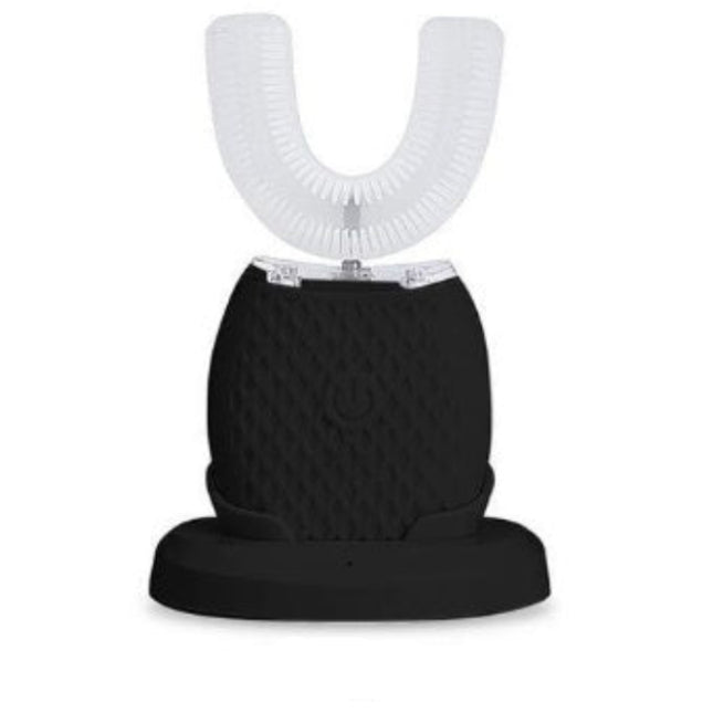 Black dental device with white U-shaped