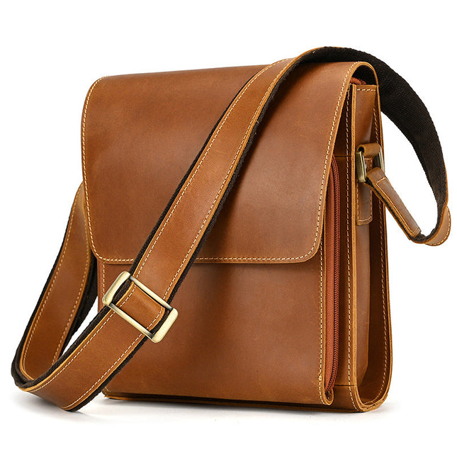 First Layer Cowhide Men’s Leather Shoulder Bag – Retro Crossbody Bag