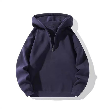Navy blue hoodie with a zipper