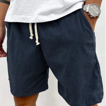 Men’s Corduroy Shorts with Drawstring – Casual Summer Pockets Pants