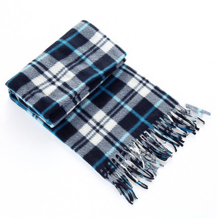 Plaid blanket with fringes on a white background