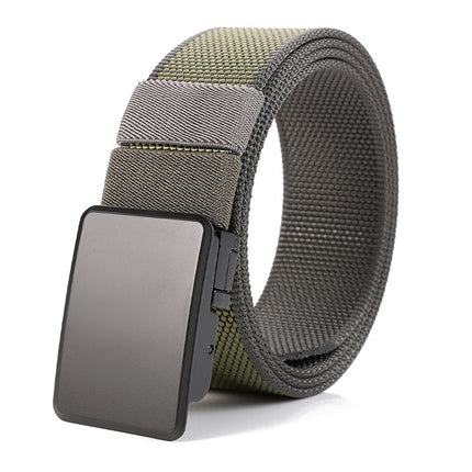 Gray belt with a black buckle on a white background