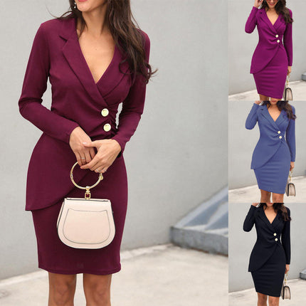 Slim Fitting Buttocks Bottom Button Up Dress