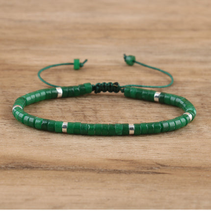 Women's Natural Stone Adjustable Beaded Bracelet – Handwoven Crystal Anklet & Spacer Beads