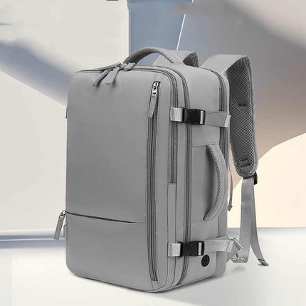 Gray backpack on a light background